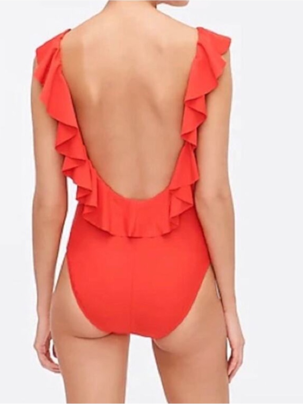 J. Crew Ruffle Scoopback Swimsuit Size 2 One Piece Red EUC - Picture 3 of 13